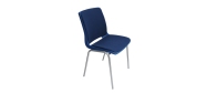 Ana stol med alu farvet stel, koboltblå plastskal og Fame stof 66071 blå. Der er 5 års garanti på Ana stole.